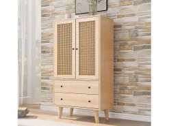 Aparador con 2 puertas y 2 cajones, espacio de almacenamiento, MDF, roble, (60x40x120 cm)