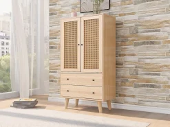 Aparador con 2 puertas y 2 cajones, espacio de almacenamiento, MDF, roble, (60x40x120 cm)
