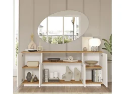 Aparador Con 4 Puertas Y Estantes - Venprodin - 180Cm Pino-Blanco