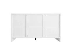 Aparador con 4 puertas y estantes ajustables, 140x38x80 cm, mueble de madera, para recibidor o salón, blanco