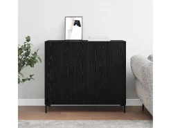 Aparador con almacenaje con puerta Negro 90 x 34 x 80 cm Madera de ingeniería