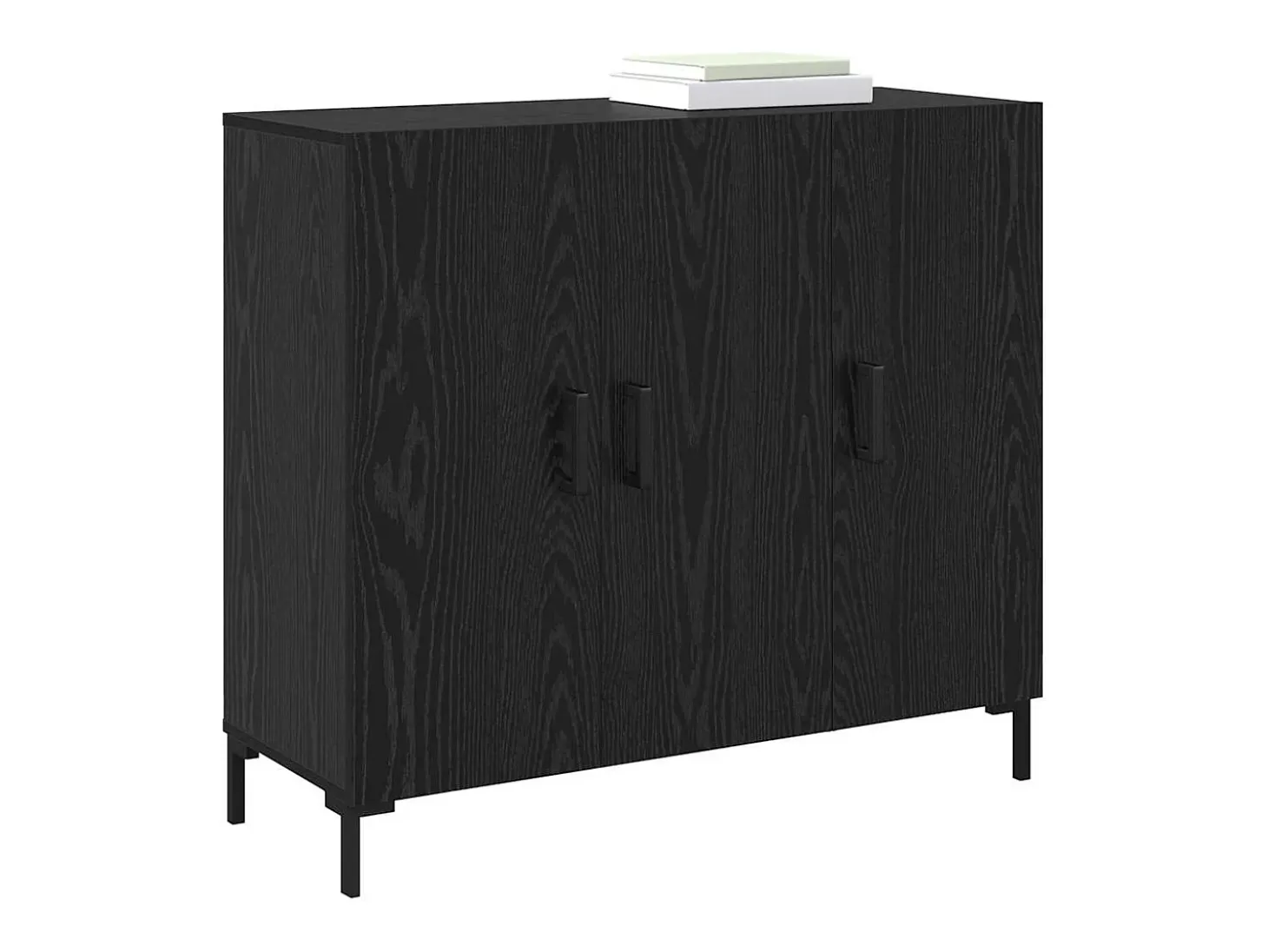 Aparador con almacenaje con puerta Negro 90 x 34 x 80 cm Madera de ingeniería