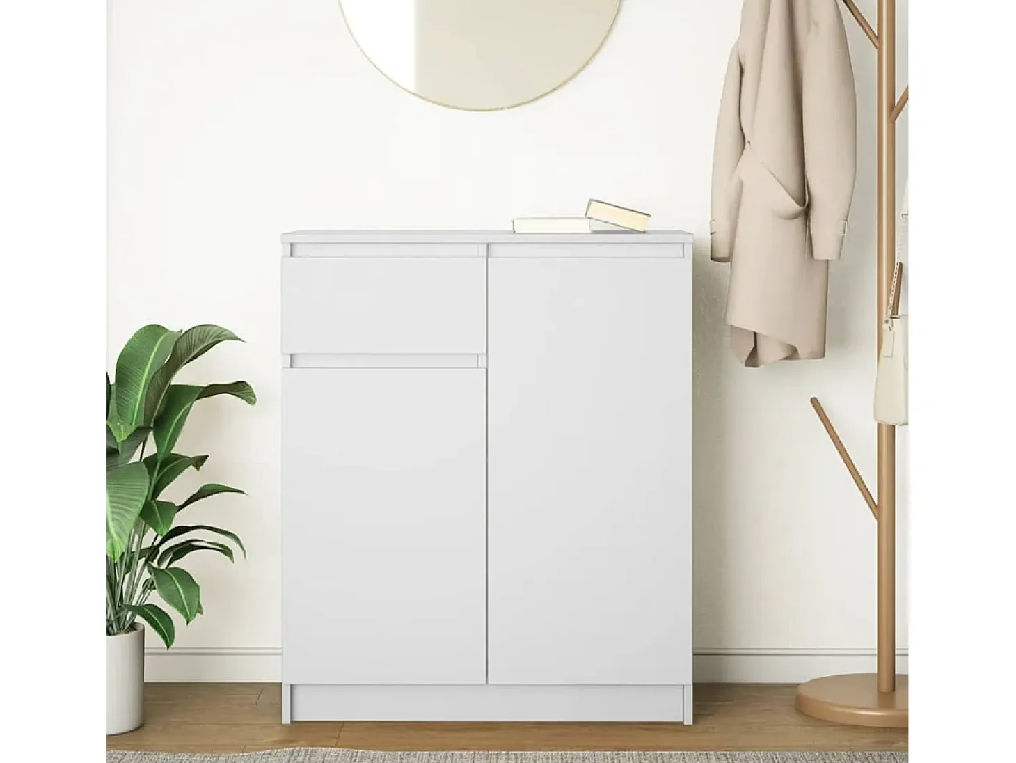Aparador con cajón blanco 71x35x84 cm madera contrachapada