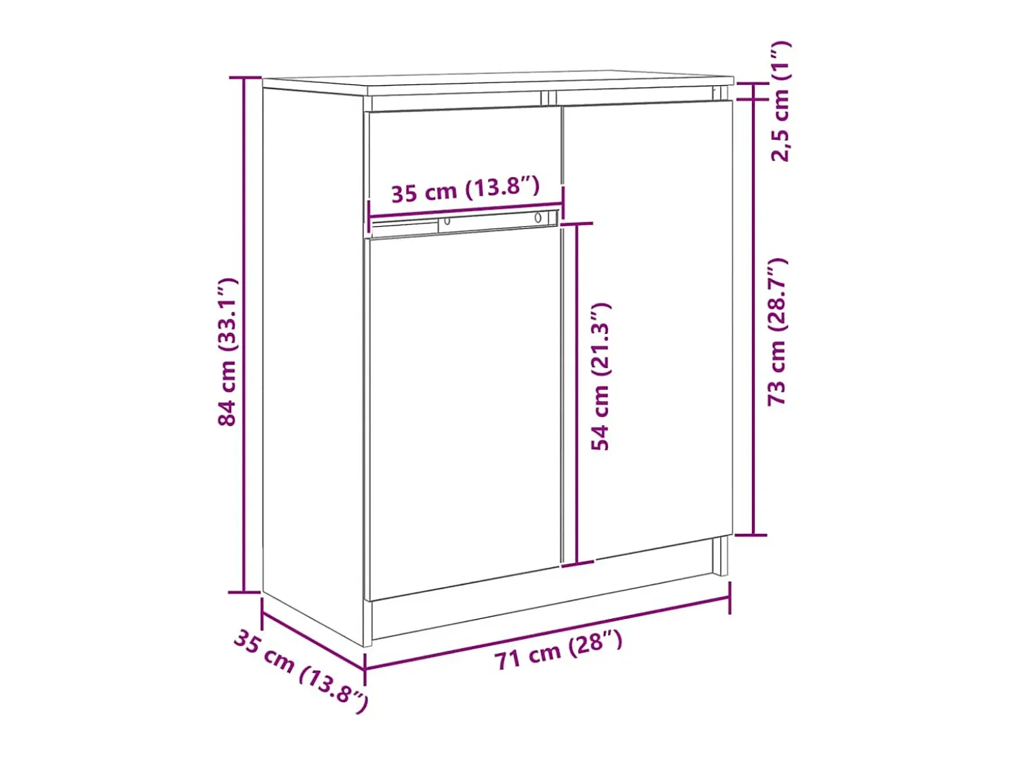 Aparador con cajón blanco 71x35x84 cm madera de ingeniería