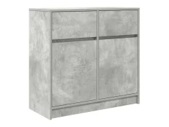 Aparador con cajón gris hormigón 80x34x76 cm madera de ingeniería