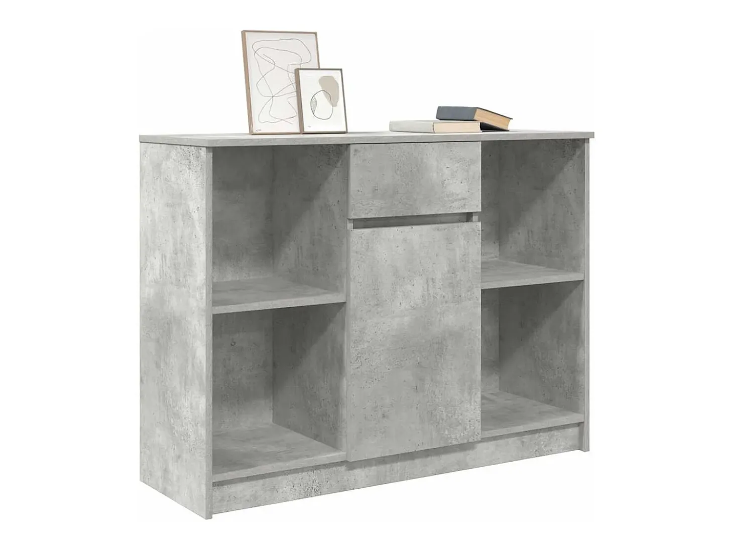 Aparador con cajón gris hormigón 101x35x76 cm madera ingeniería