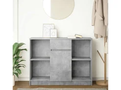 Aparador con cajón gris hormigón 101x35x76 cm madera ingeniería