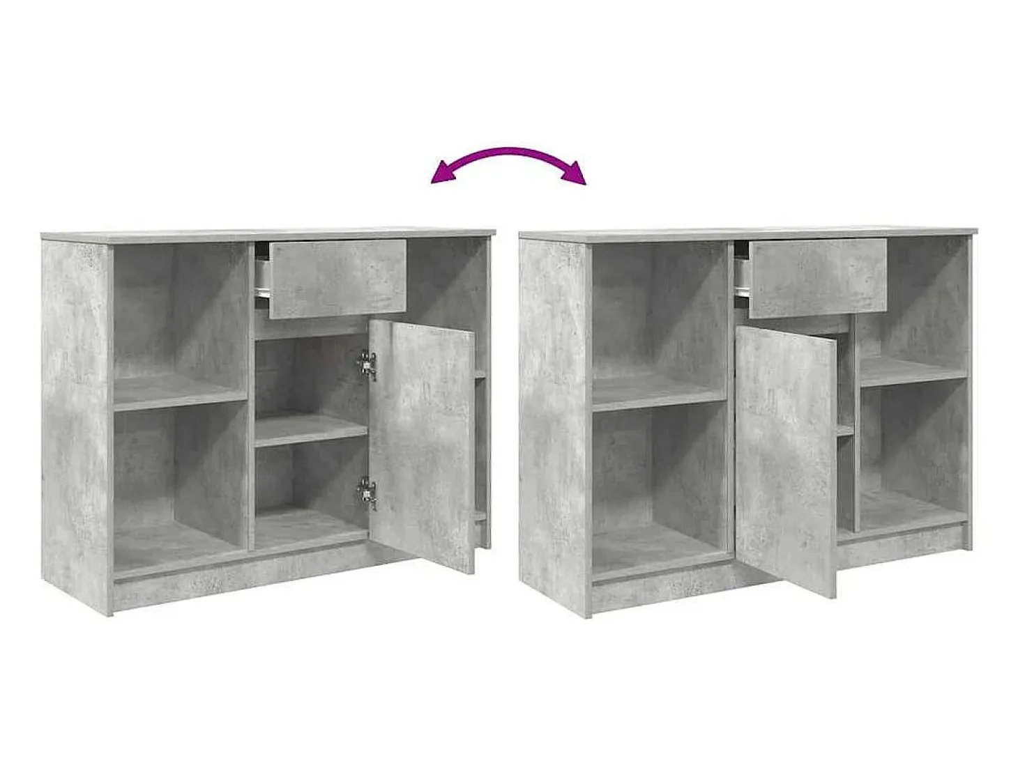 Aparador con cajón gris hormigón 101x35x76 cm madera ingeniería