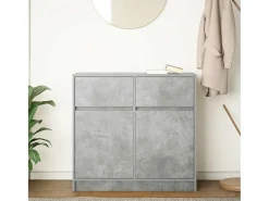 Aparador con cajón gris hormigón 80x34x76 cm madera ingeniería