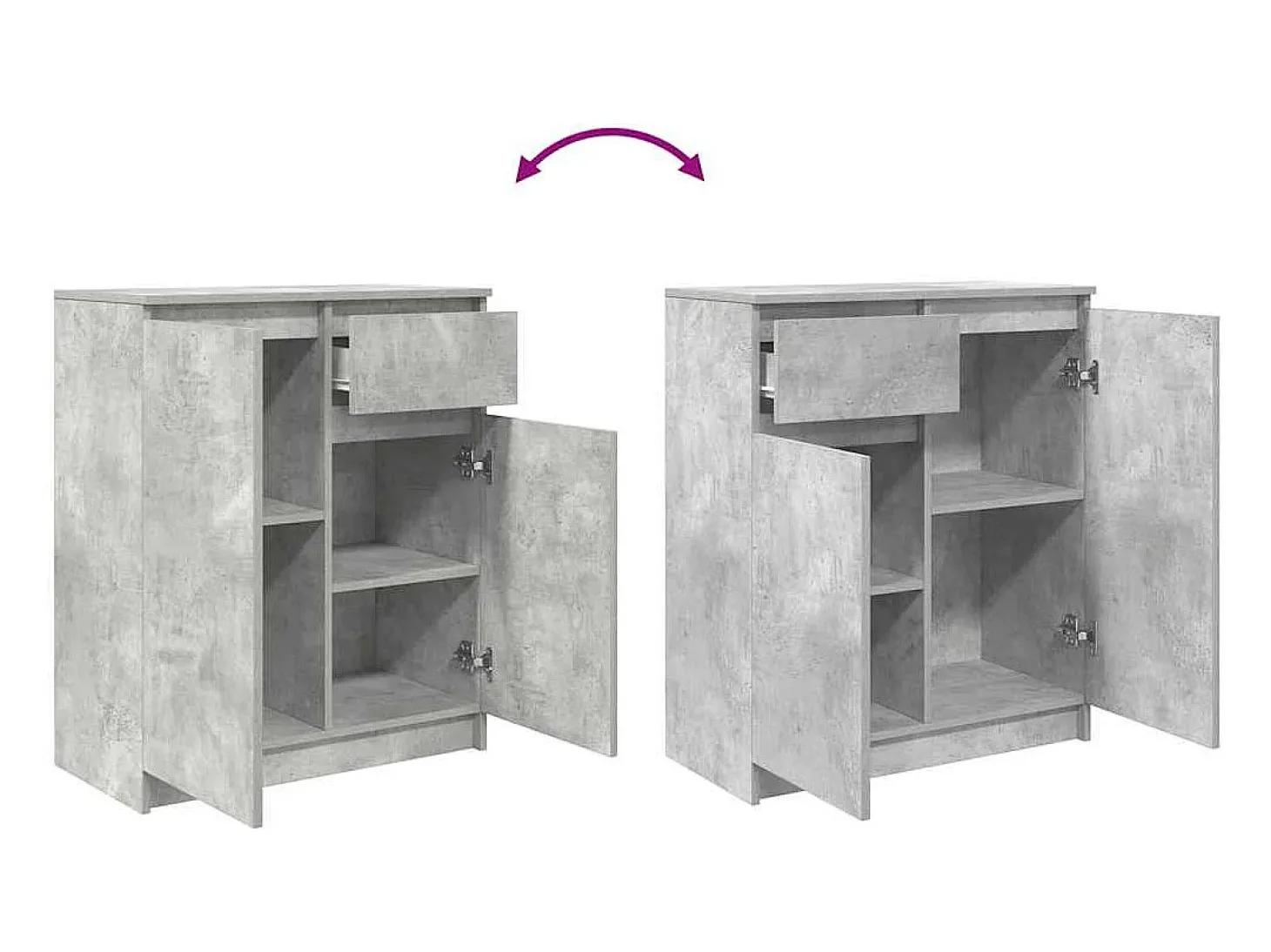 Aparador con cajón gris hormigón 71x35x84 cm madera ingeniería