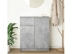 Aparador con cajón gris hormigón 71x35x84 cm madera ingeniería