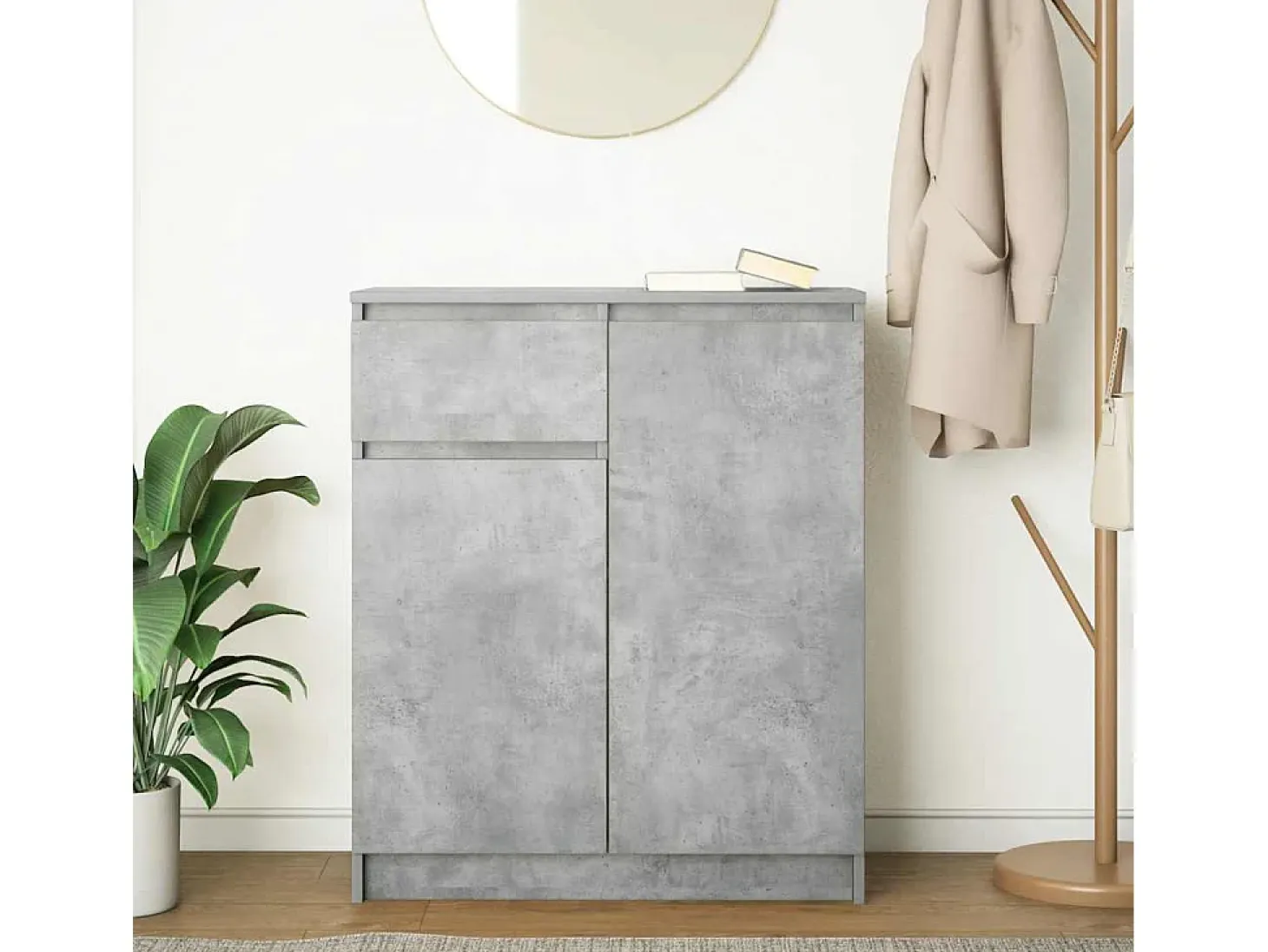 Aparador con cajón gris hormigón 71x35x84 cm madera ingeniería