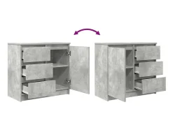 Aparador con cajón gris hormigón 71x35x65 cm madera ingeniería