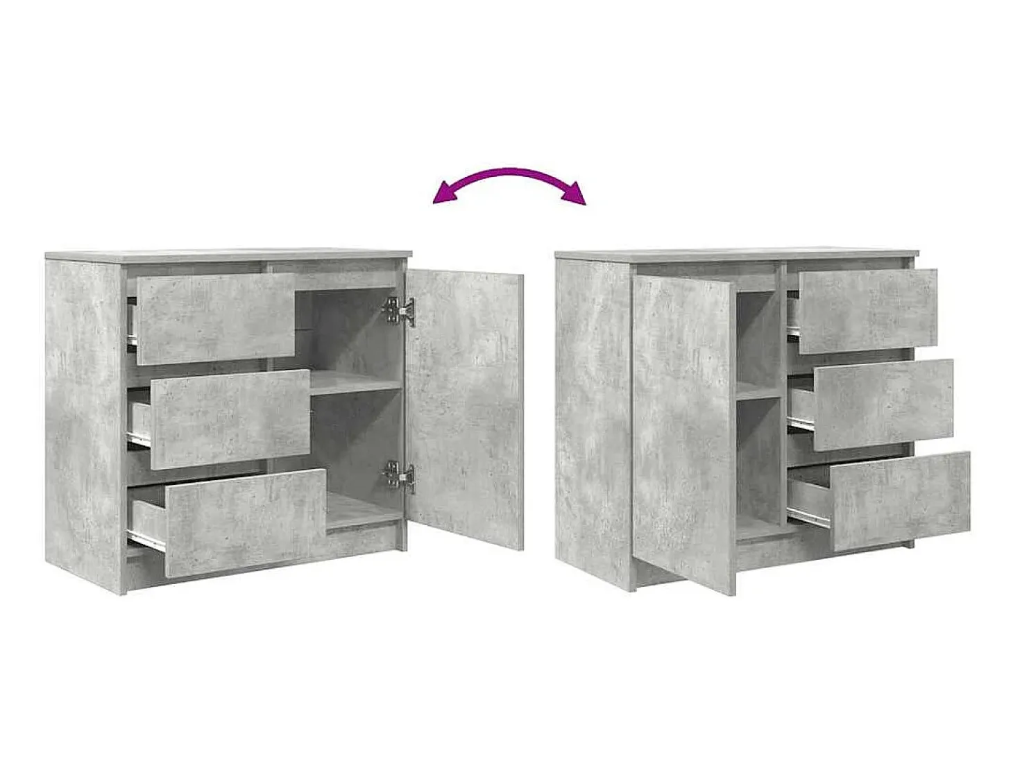 Aparador con cajón gris hormigón 71x35x65 cm madera ingeniería