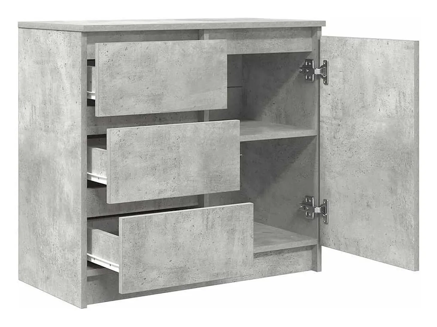 Aparador con cajón gris hormigón 71x35x65 cm madera ingeniería