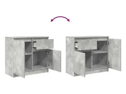 Aparador con cajón gris hormigón 71x35x65 cm madera ingeniería