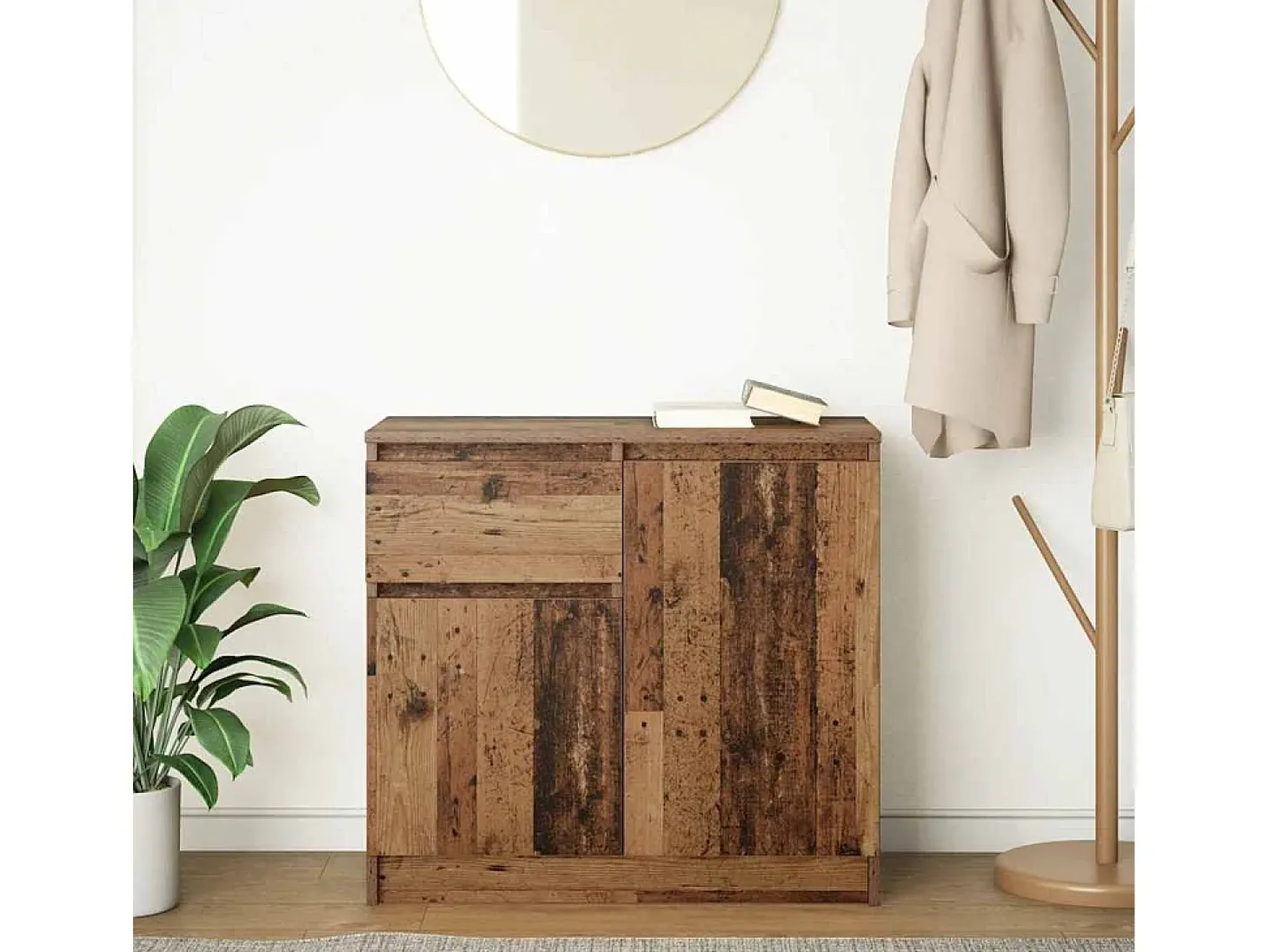 Aparador con cajón madera antigua 71x35x65 cm Madera ingeniería