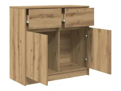 Aparador con cajón roble artesanal 80x34x76cm madera ingeniería
