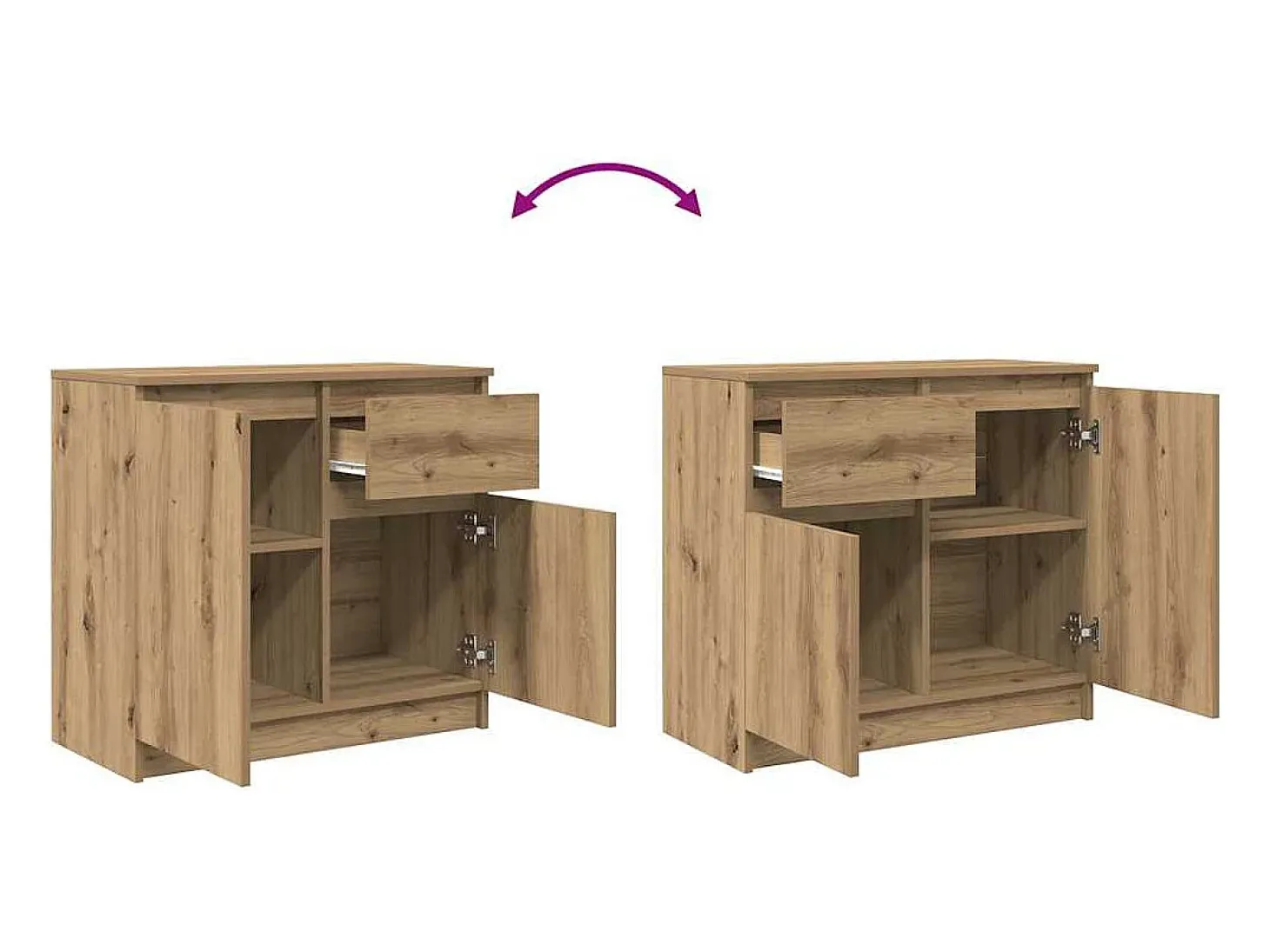 Aparador con cajón roble artesanal 71x35x65cm madera ingeniería