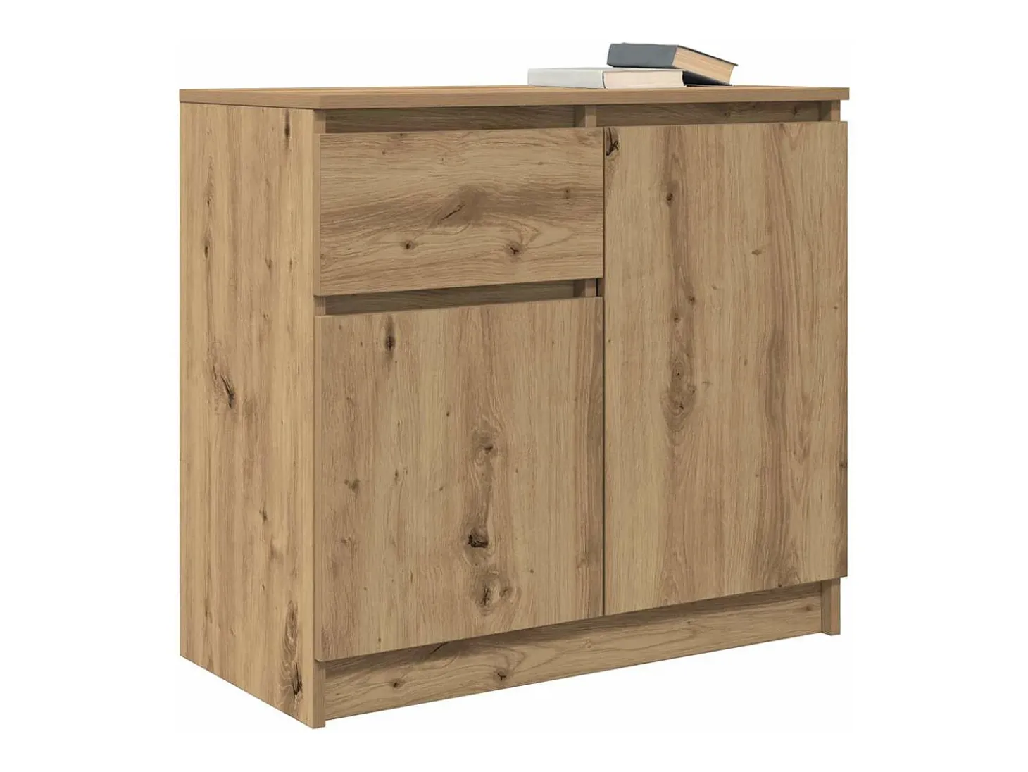 Aparador con cajón roble artesanal 71x35x65cm madera ingeniería