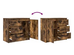 Aparador con cajón roble ahumado 71x35x65 cm madera ingeniería