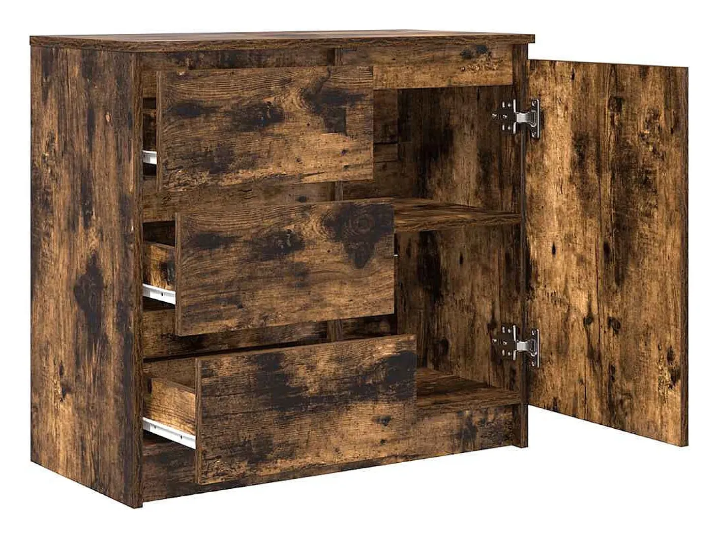 Aparador con cajón roble ahumado 71x35x65 cm madera ingeniería