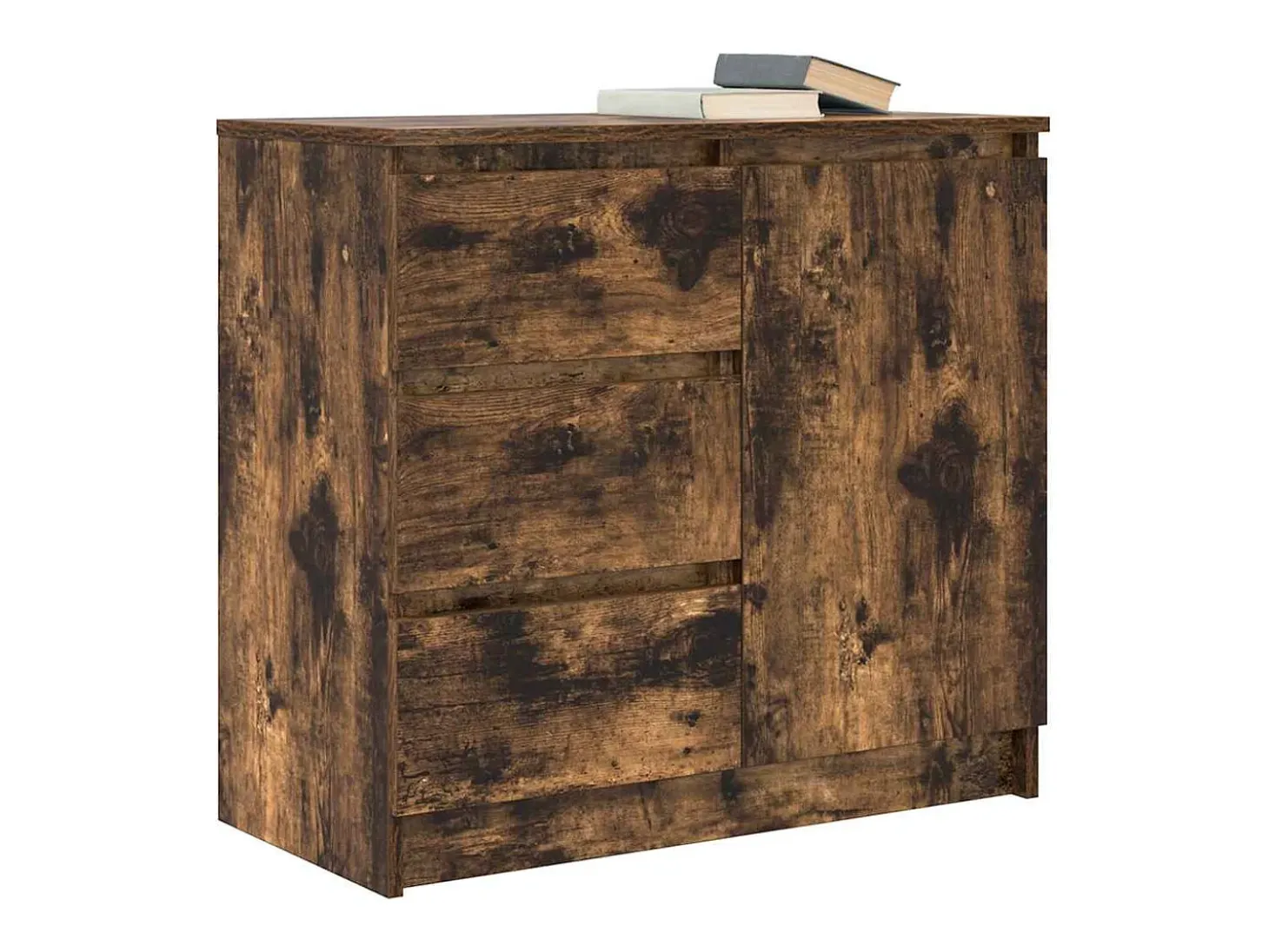Aparador con cajón roble ahumado 71x35x65 cm madera ingeniería