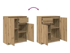 Aparador con cajón roble artesanal 71x35x84cm madera ingeniería