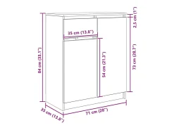 Aparador con cajón roble artesanal 71x35x84cm madera ingeniería