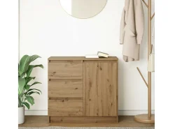 Aparador con cajón roble artesanal 71x35x65cm madera ingeniería