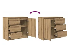 Aparador con cajón roble artesanal 71x35x65cm madera ingeniería