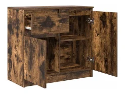 Aparador con cajón roble ahumado 71x35x65 cm madera ingeniería