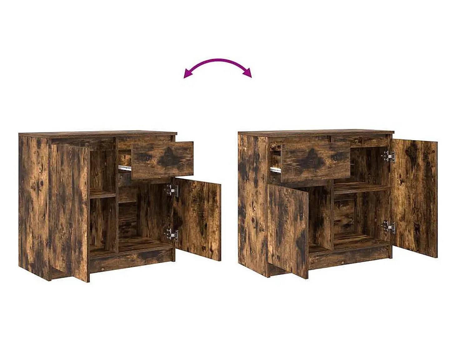 Aparador con cajón roble ahumado 71x35x65 cm madera ingeniería