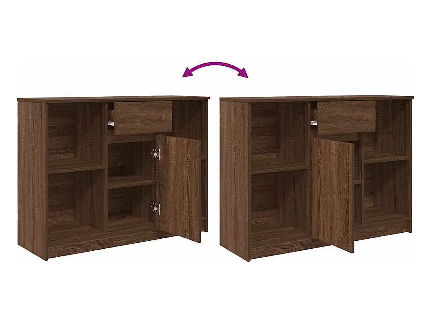 Aparador con cajón roble marrón 101x35x76 cm madera ingeniería