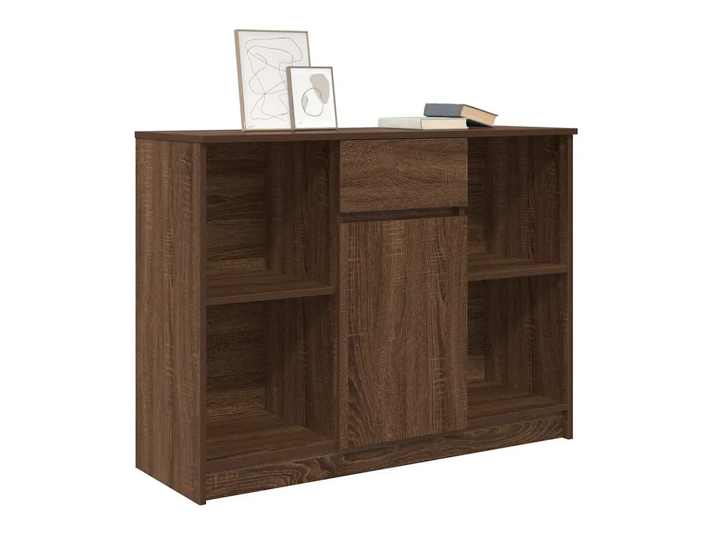 Aparador con cajón roble marrón 101x35x76 cm madera ingeniería
