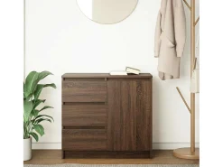 Aparador con cajón roble marrón 71x35x65 cm madera de ingeniería