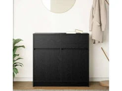 Aparador con cajón roble negro 80x34x76 cm madera de ingeniería