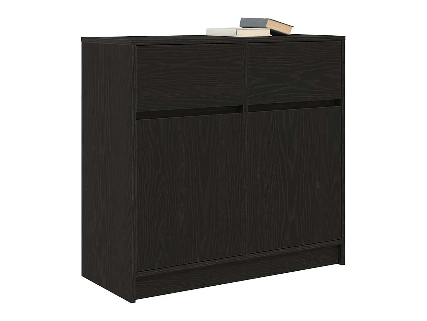 Aparador con cajón roble negro 80x34x76 cm madera de ingeniería