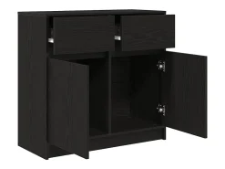 Aparador con cajón roble negro 80x34x76 cm madera de ingeniería