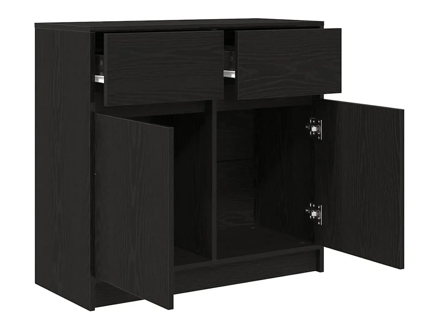 Aparador con cajón roble negro 80x34x76 cm madera de ingeniería