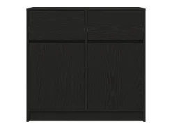 Aparador con cajón roble negro 80x34x76 cm madera de ingeniería