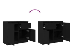 Aparador con cajón roble negro 71x35x65 cm madera de ingeniería