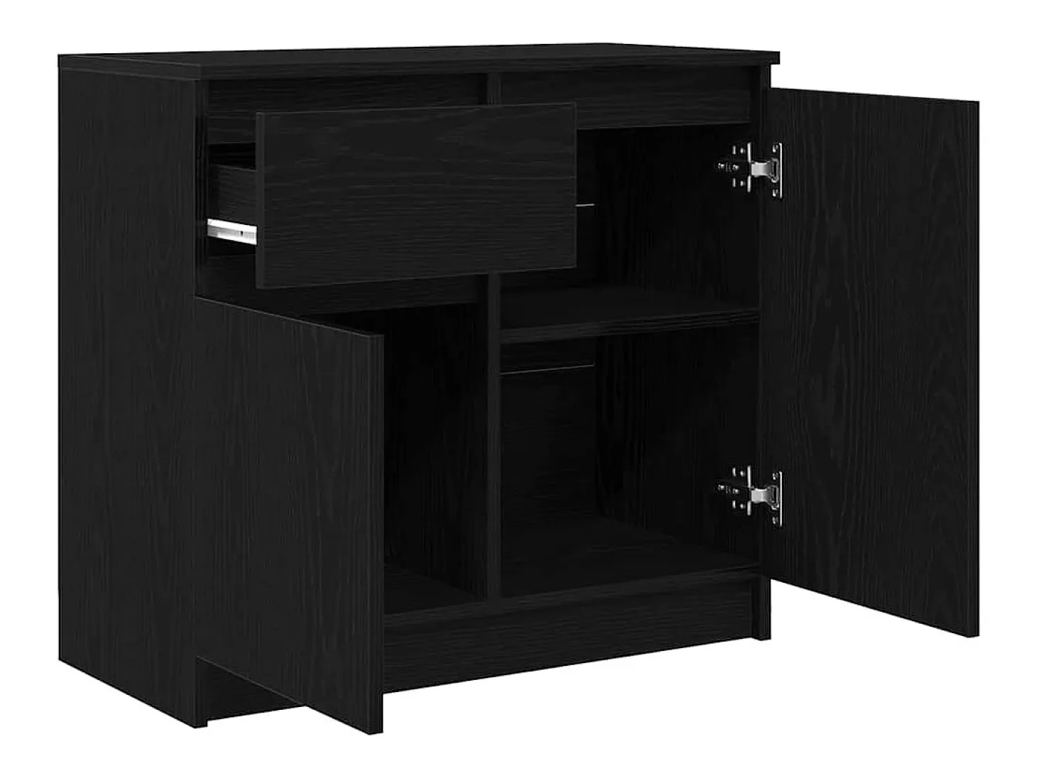 Aparador con cajón roble negro 71x35x65 cm madera de ingeniería