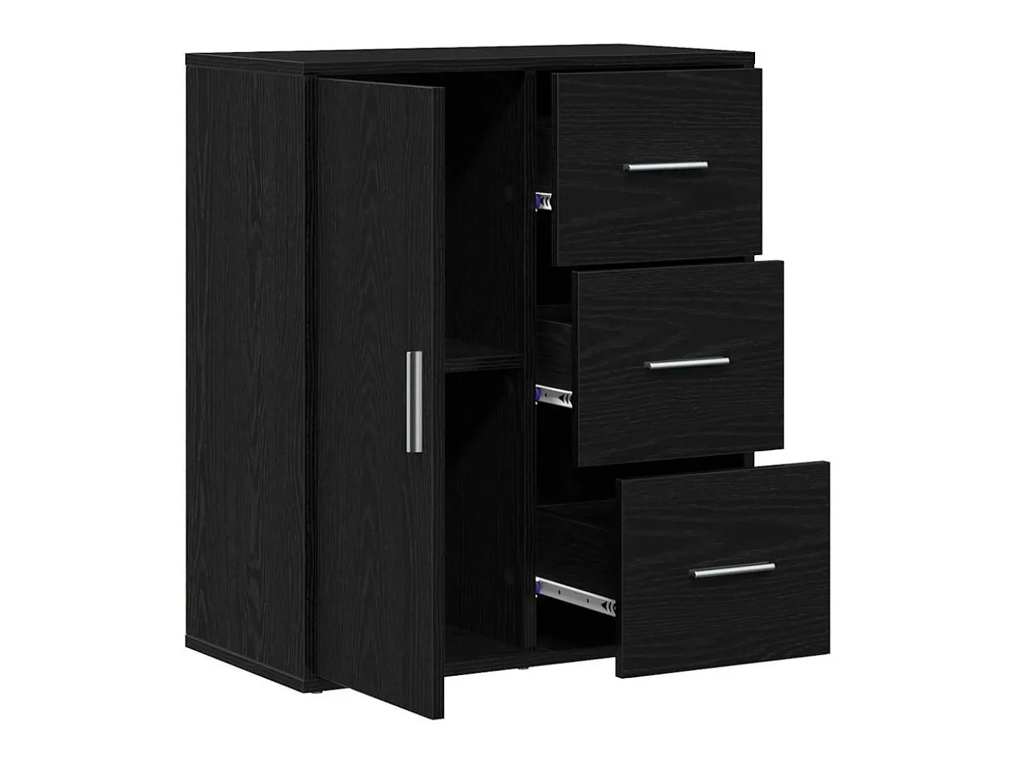 Aparador con cajón Roble negro 60 x 31 x 70 cm Madera de ingeniería