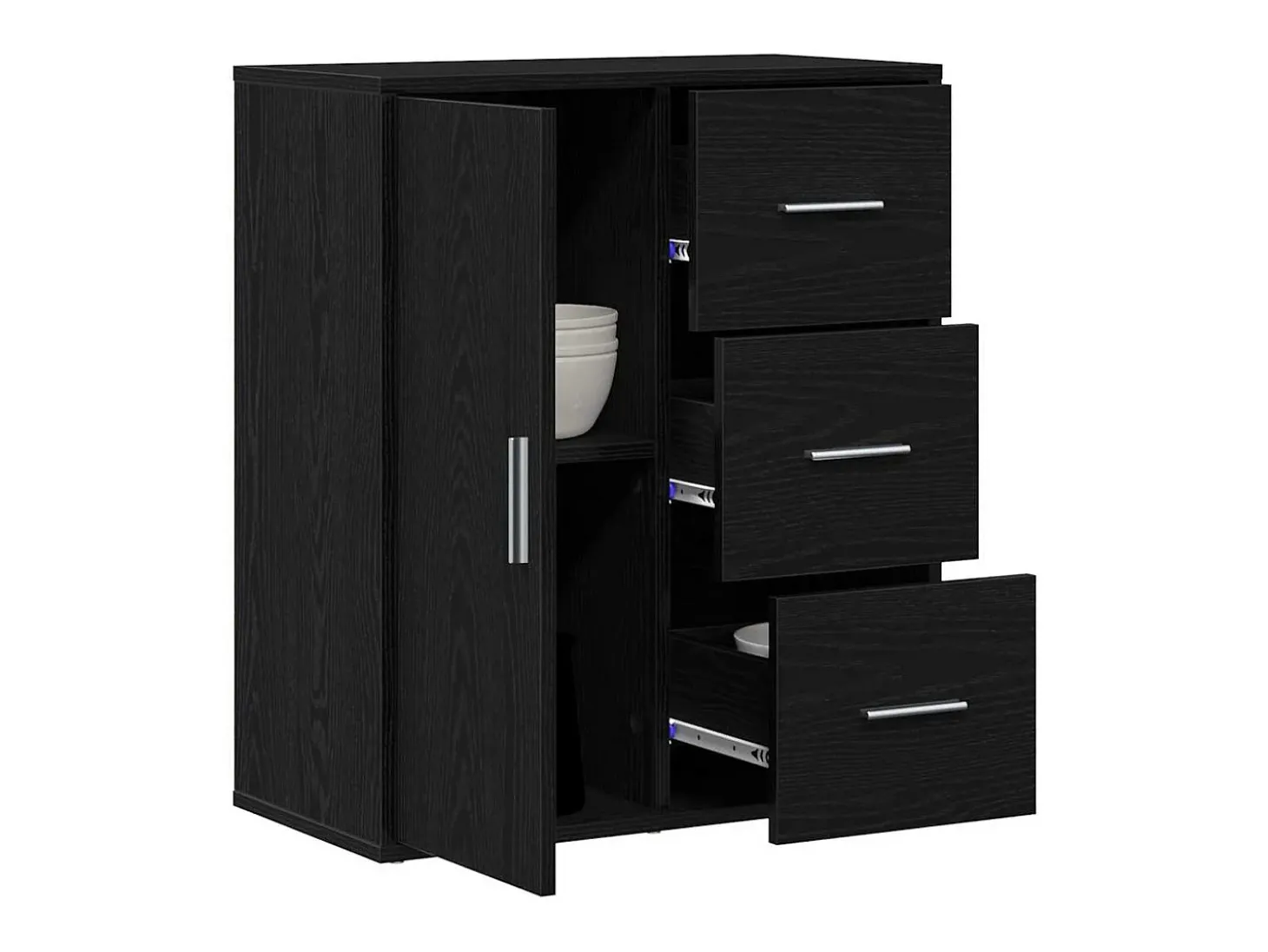 Aparador con cajón Roble negro 60 x 31 x 70 cm Madera de ingeniería