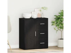 Aparador con cajón Roble negro 60 x 31 x 70 cm Madera de ingeniería