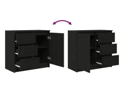 Aparador con cajón roble negro 71x35x65 cm madera de ingeniería