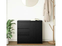 Aparador con cajón roble negro 71x35x65 cm madera de ingeniería