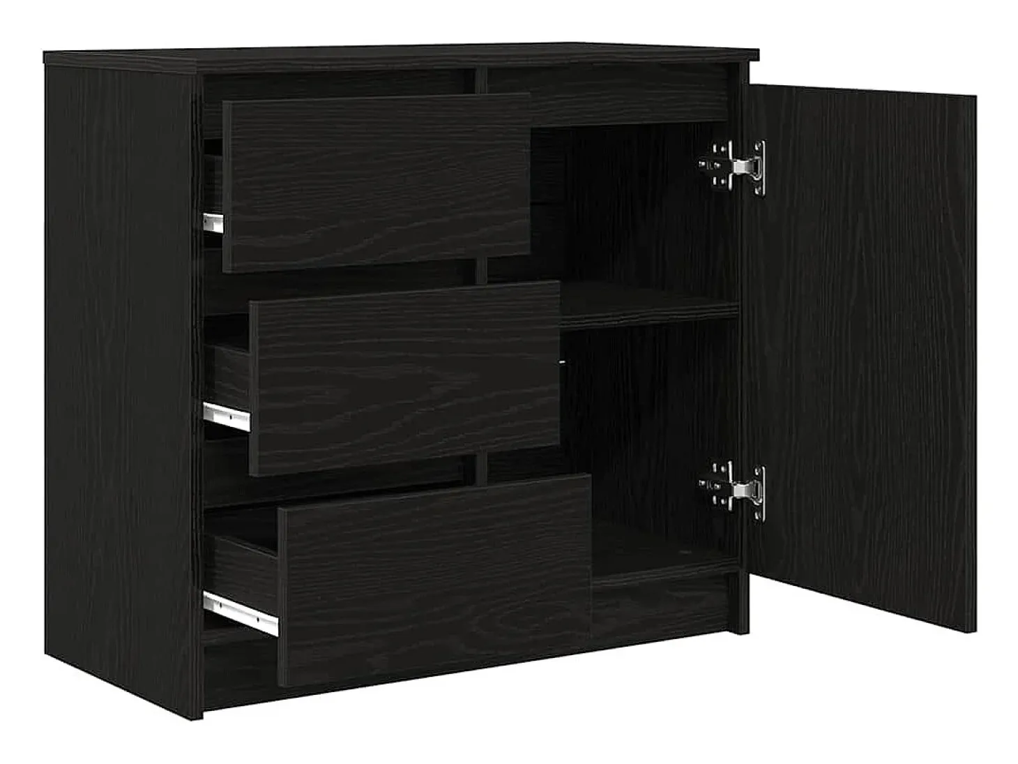 Aparador con cajón roble negro 71x35x65 cm madera de ingeniería
