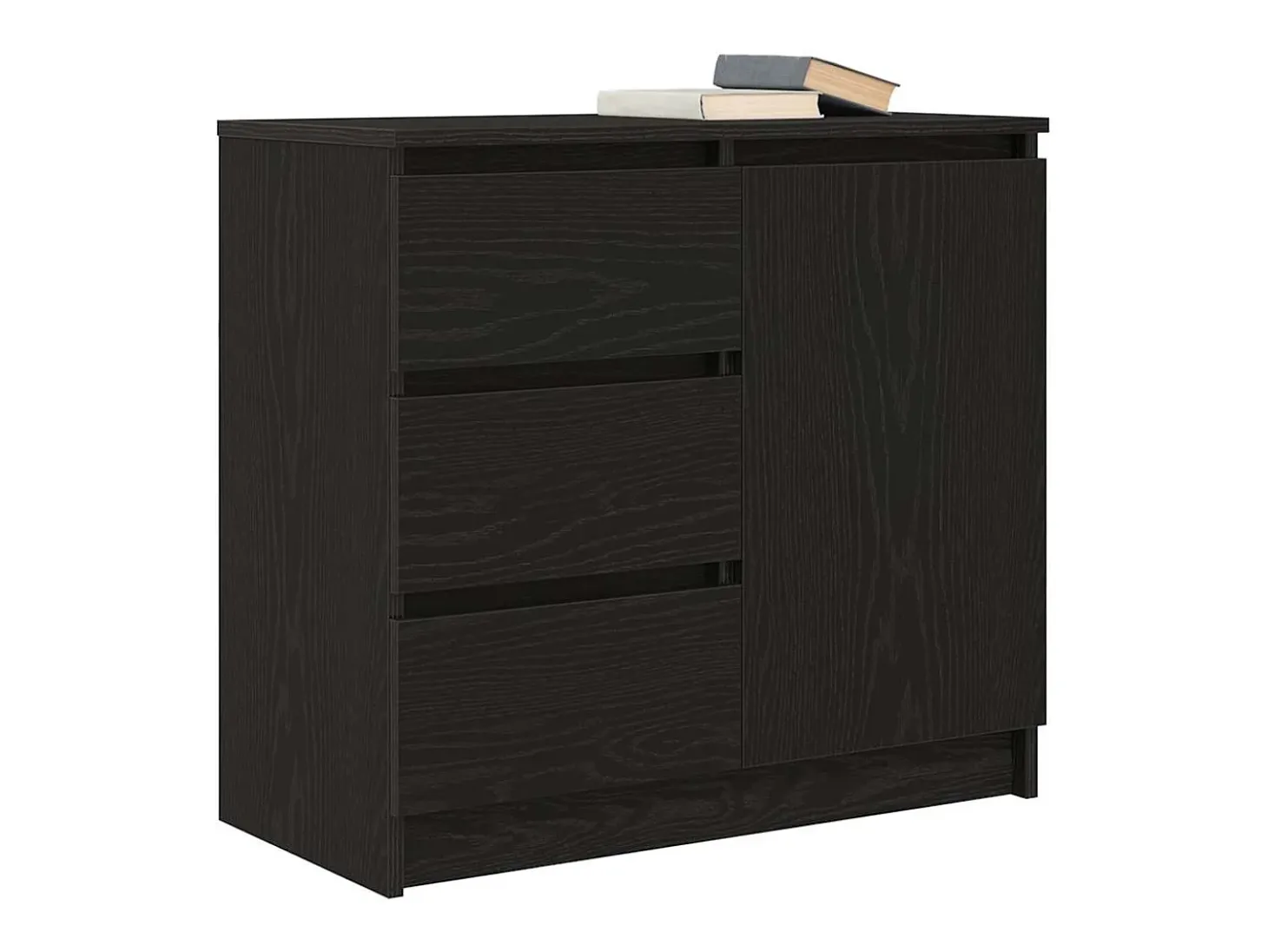 Aparador con cajón roble negro 71x35x65 cm madera de ingeniería